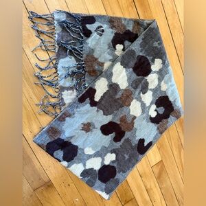 Frass cashmink scarf colorful watercolor floral pattern blue grey